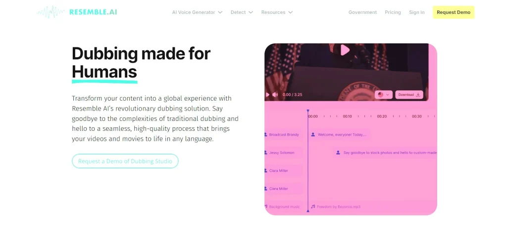 Resemble AI Custom Voice Cloning for Personalized Dubbing